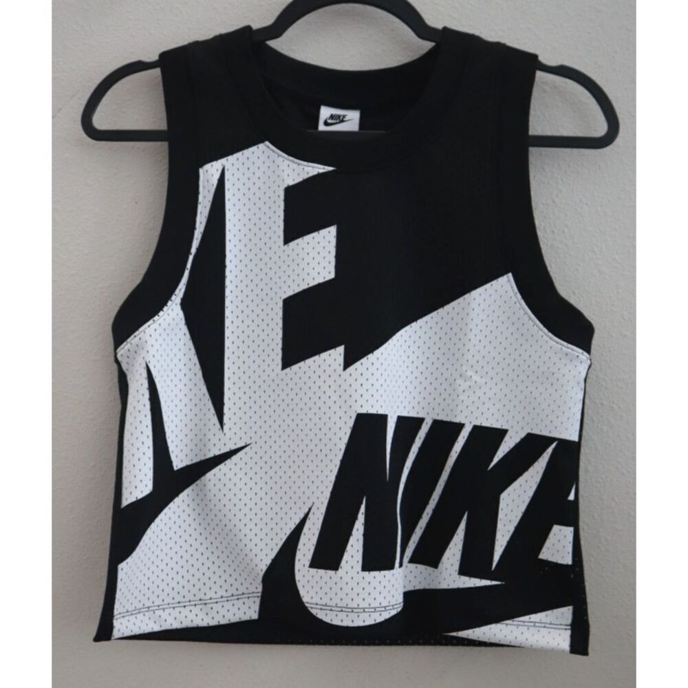 Nike FN2256-010 Women's Sz XS Black/White NSW Air Mesh Tank Top